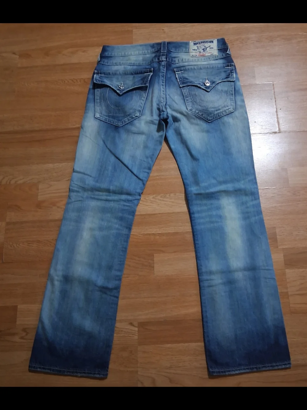 True Religion Men's Straight Jeans - Light Blue Faded Wash